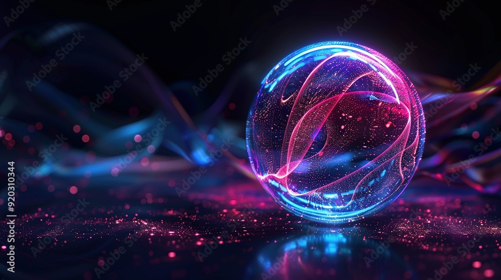 A Glowing Sphere with Blue and Pink Nebulae A Glowing Sphere with Blue and Pink Nebulae