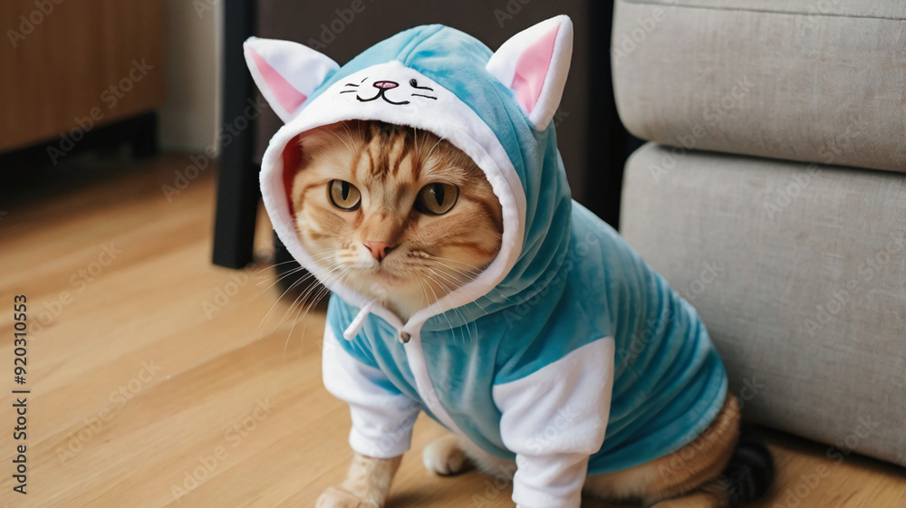 Naklejka premium cute cat wearing costume