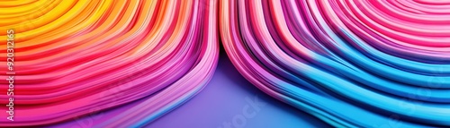 Abstract image featuring fluid waves made of colorful paper, creating a dynamic and flowing pattern with a blue background, symbolizing creativity and movement.