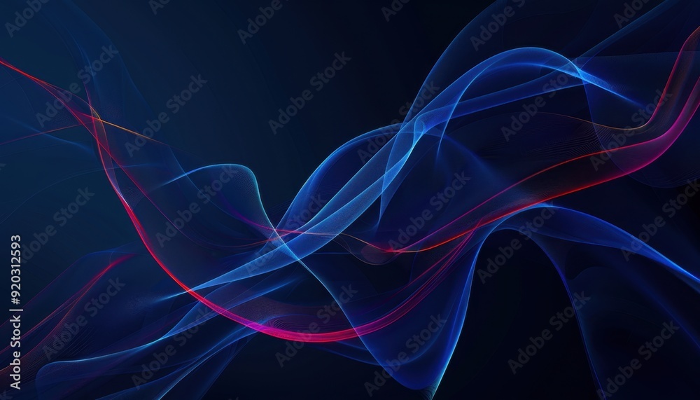 Abstract blue and red light waves flowing in dark space Abstract blue and red light waves flowing in dark space