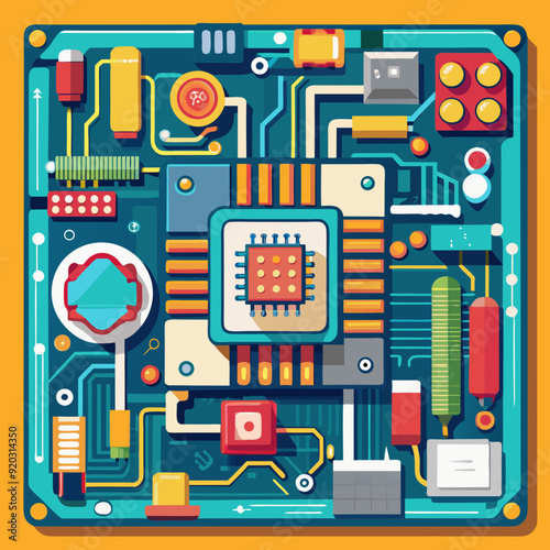 computer Circuit Board Vector Illustration