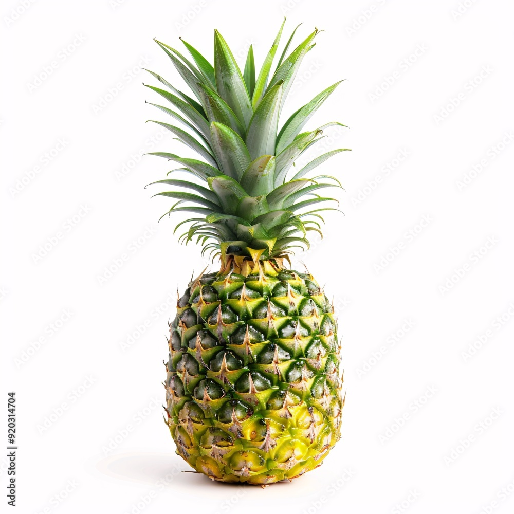 Fresh Ripe Pineapple on White Background for Tropical Concept Fresh Ripe Pineapple on White Background for Tropical Concept