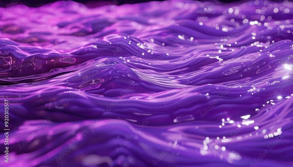 Colorful purple waves with reflective surface in a tranquil setting Colorful purple waves with reflective surface in a tranquil setting