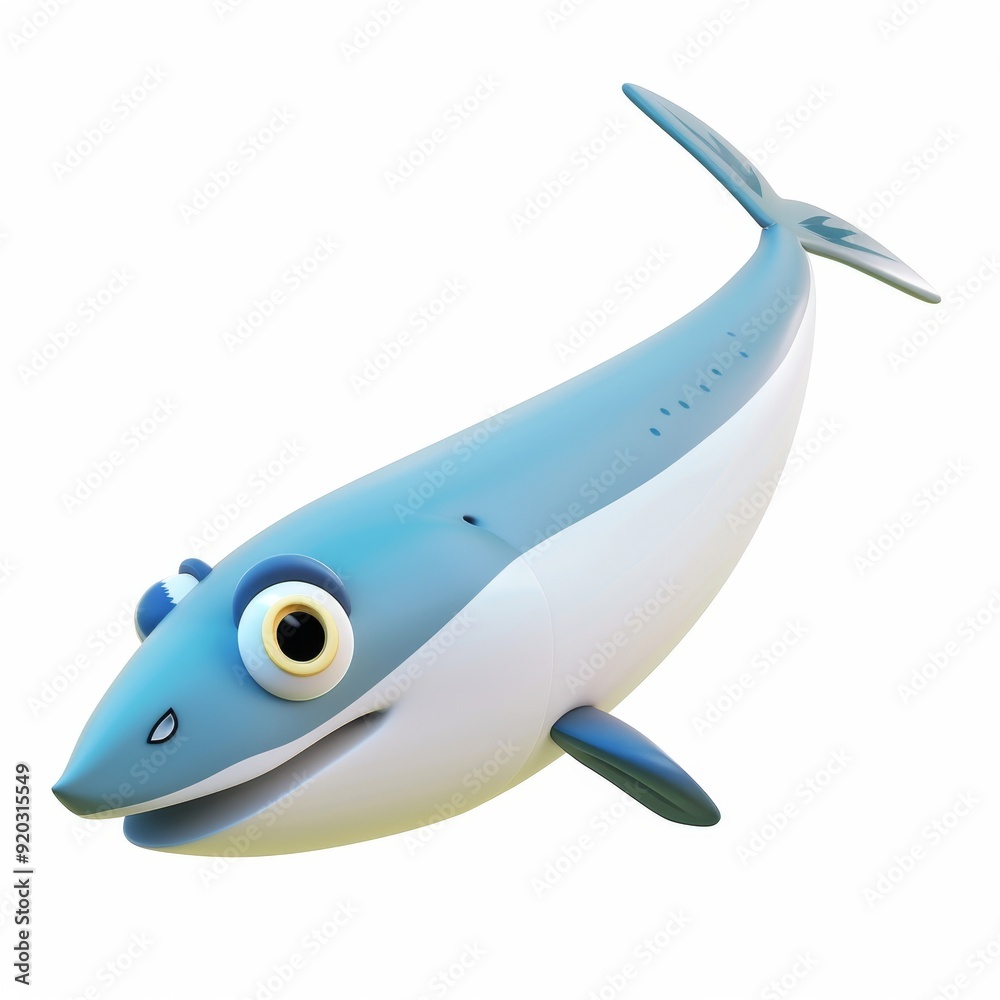 Mackerel character in 3D style on a white background
