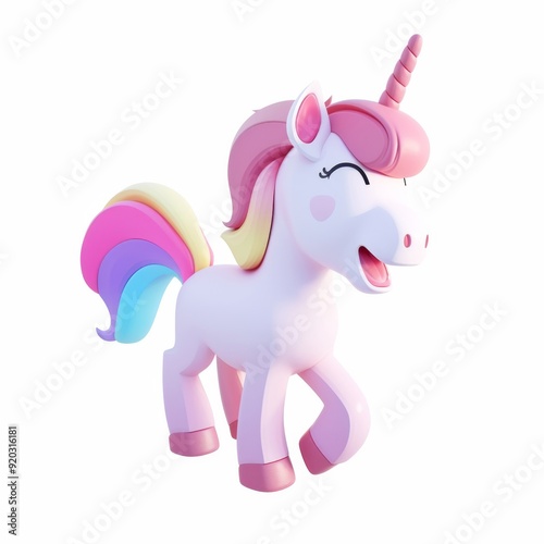 Unicorn character in 3D style on a white background 