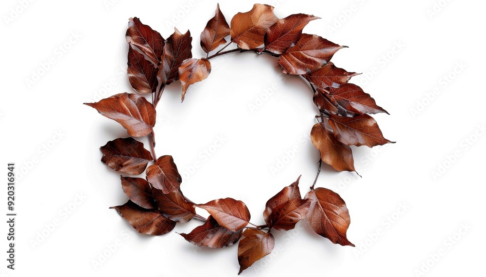 Autumn wreath made of dried leaves on a white background Autumn wreath made of dried leaves on a white background