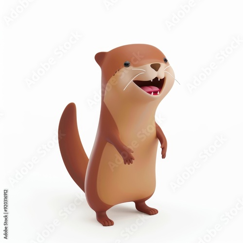 weasel character in 3D style on a white background
 photo