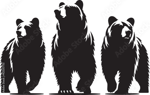Bear group Silhouette vector illustration isolated on white background