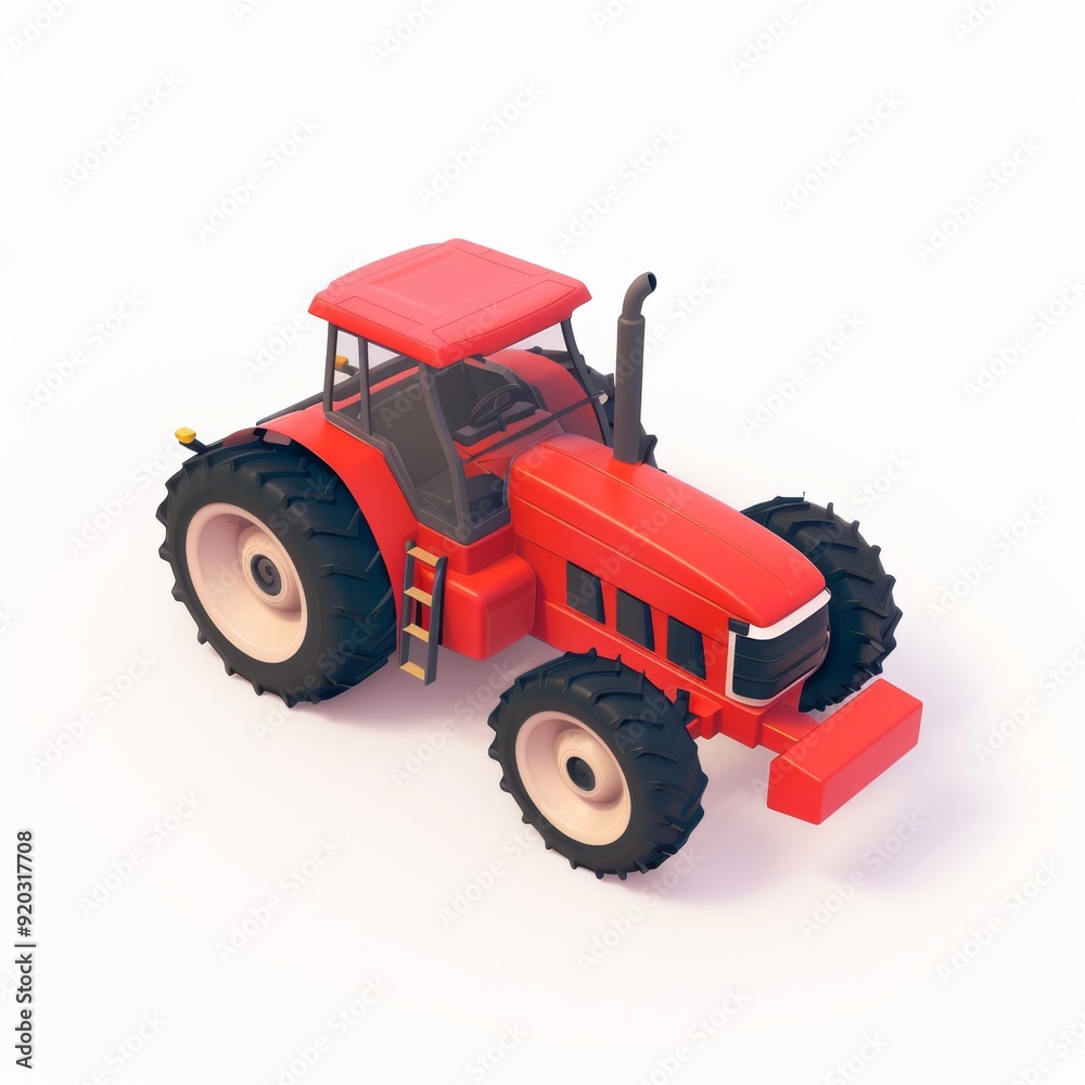Tractor in 3D style on a white background
Tractor in 3D style on a white background