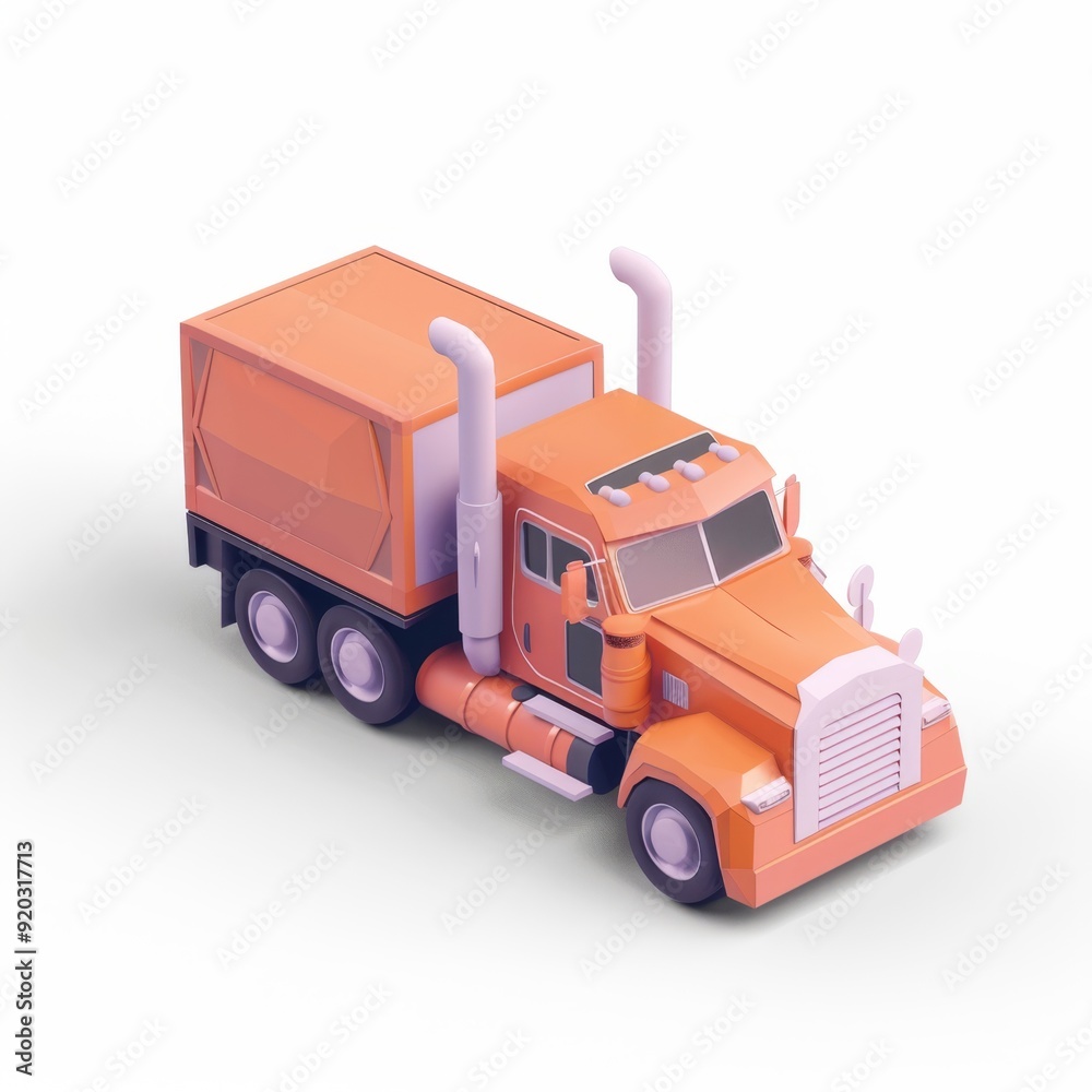 Truck, wagon in 3D style on a white background
