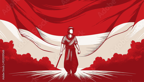 background illustration about indonesian national heroes day, red and white colors, red and white flag