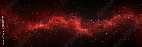 Abstract red glitter wave on black background.