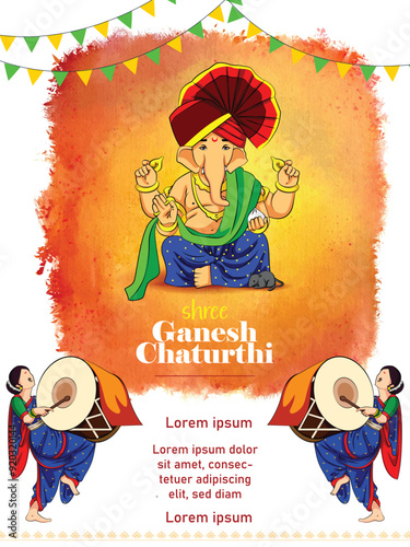happy Ganesh Chaturthi greetings. vector illustration design.
