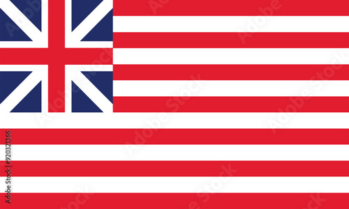 Grand Union Flag. Official flag of the United States of America 1776 -1777.  Vector illustration
