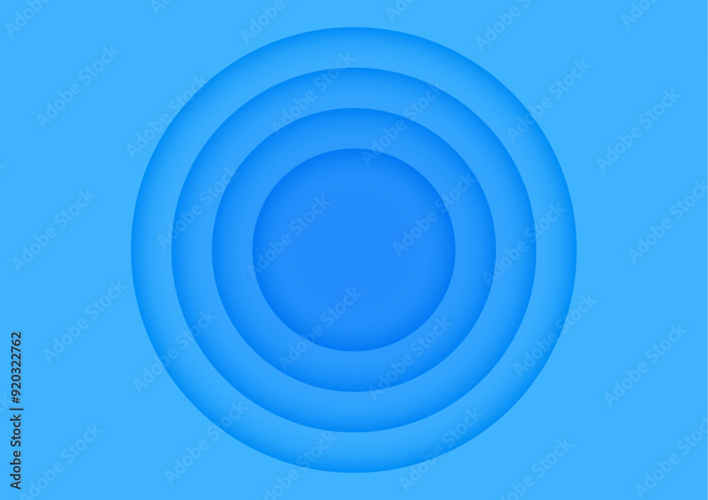 Obraz premium Paper layer circle blue abstract background. Round shape use for banner, cover, poster, wallpaper, design with space for text.