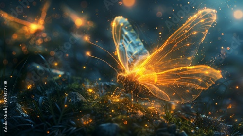 Enchanting Cosmic Firefly Sanctuary in Bioluminescent Orbit