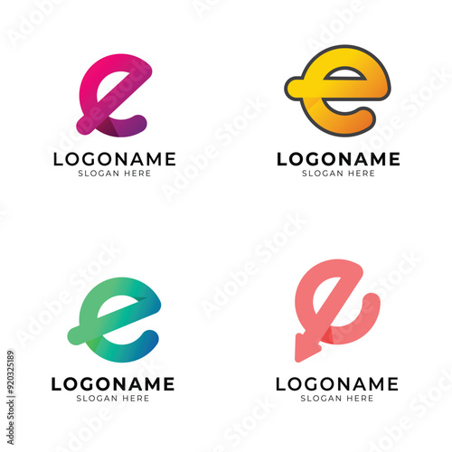 round letter e logo set