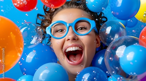 Uncontrollable hysteria, manic laughter bubbles, 