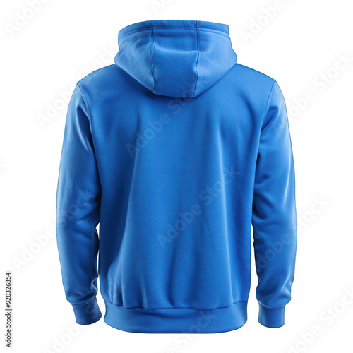 Blank blue hoodie back view isolated on transparent background