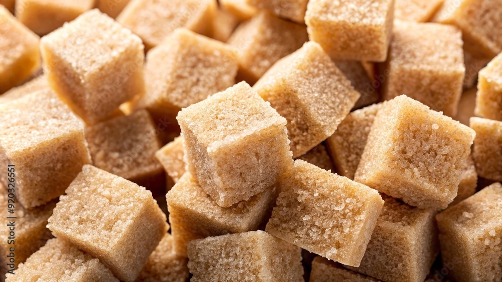 Closeup of cubes of cane sugar, sweet, sugar, cubes, cane, brown, closeup, macro, natural, ingredient, kitchen