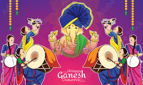 happy Ganesh Chaturthi greetings. vector illustration design.