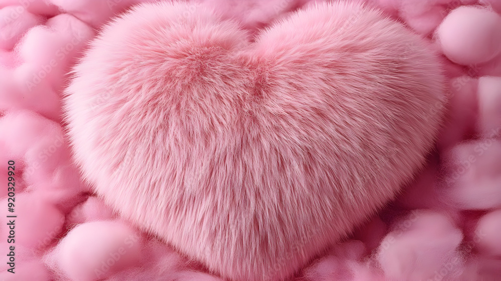 A fluffy pink heart surrounded by soft pink cotton, evoking feelings of love and comfort. A fluffy pink heart surrounded by soft pink cotton, evoking feelings of love and comfort.