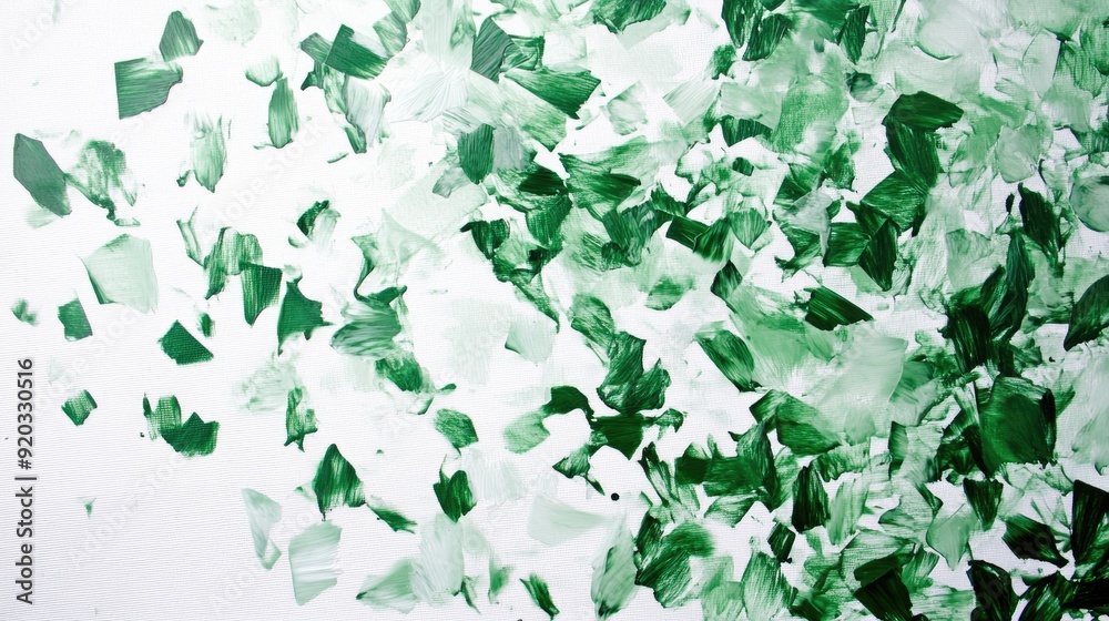 Emerald leaves white canvas. Generative AI Emerald leaves white canvas. Generative AI