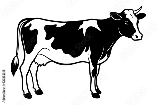 jersey cow vector black silhouette vector illustration white background