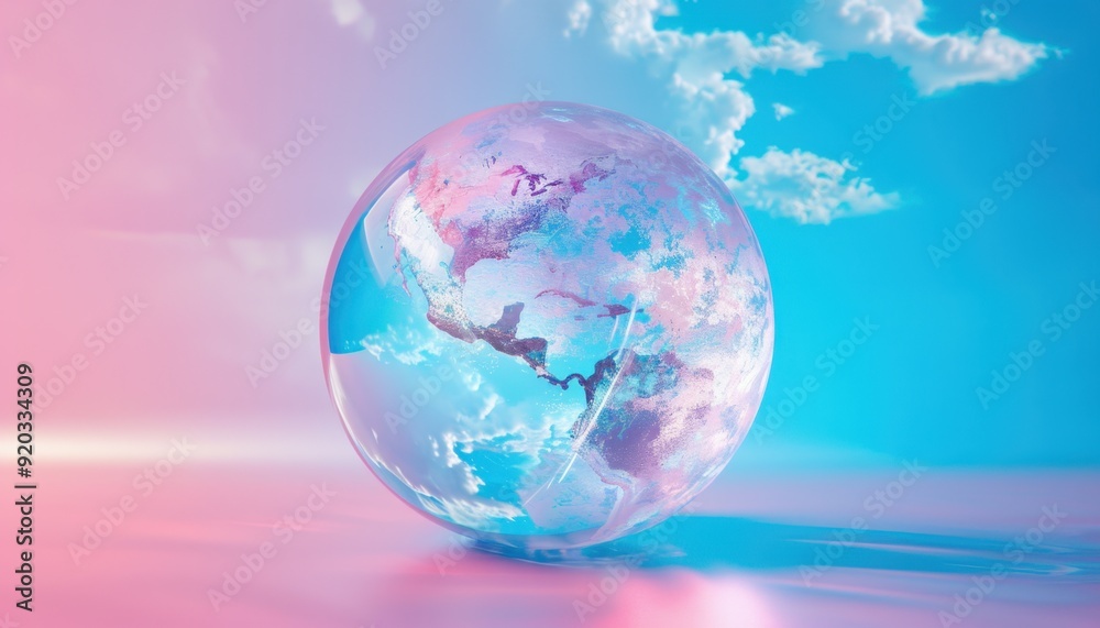 A colorful globe reflecting creativity in a bright abstract setting A colorful globe reflecting creativity in a bright abstract setting