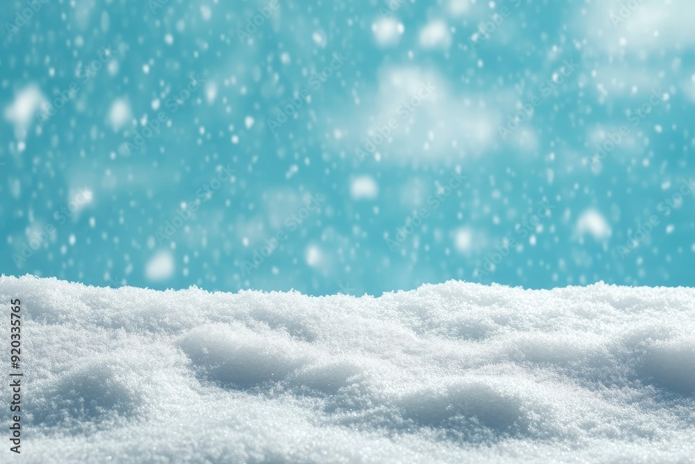 A thick layer of snow on blue background. Christmas and winter holidays product podium or background with snow texture with generative ai A thick layer of snow on blue background. Christmas and winter holidays product podium or background with snow texture with generative ai