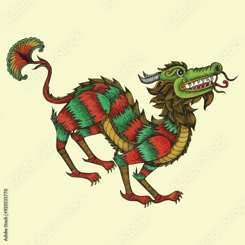 hand drawn Dragon Warak Ngendog vector illustration design photo