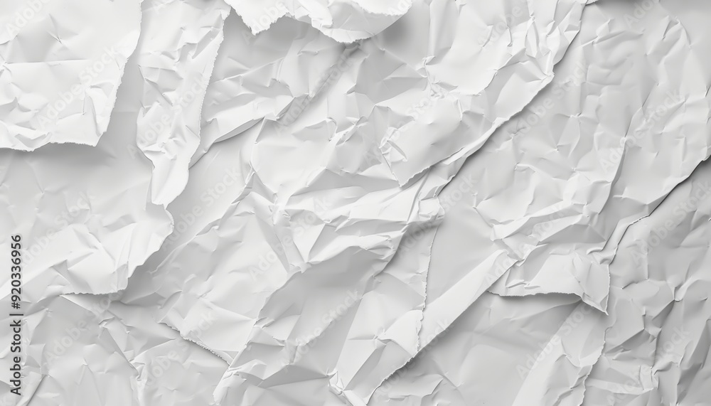 Crumpled white paper texture on a surface illuminated by soft light Crumpled white paper texture on a surface illuminated by soft light
