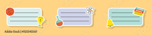 Cute hand drawn school notebook labels. Vector illustration