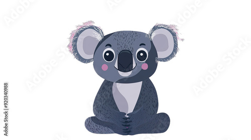 Cute Cartoon-Style Illustration of a Playful Koala