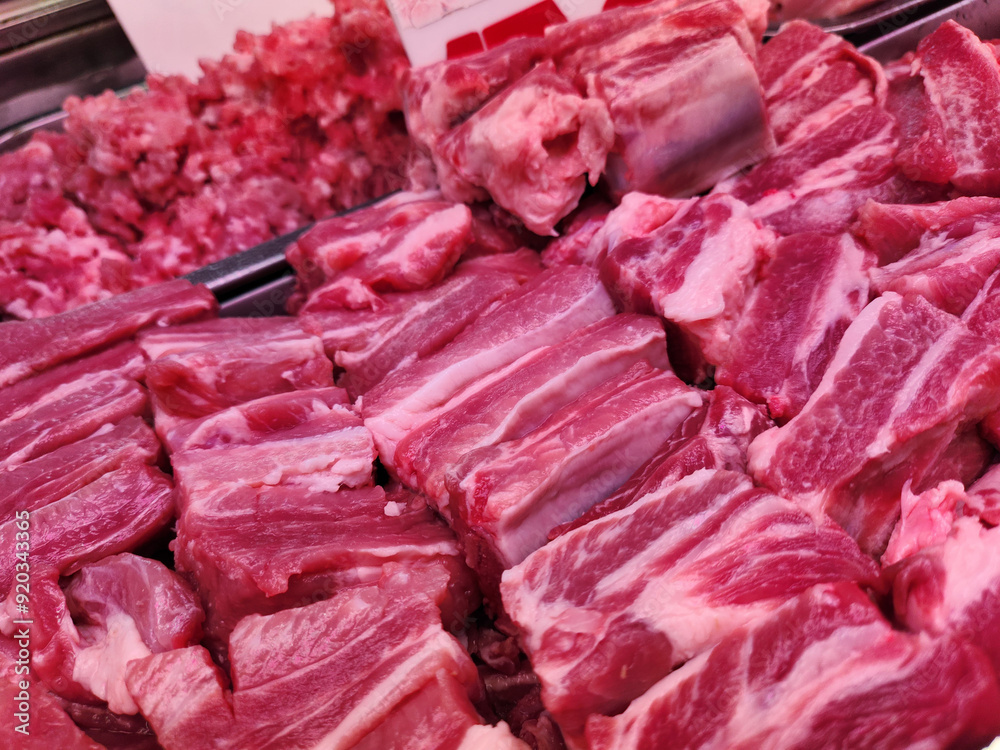 Close up of fresh pork ribs Close up of fresh pork ribs