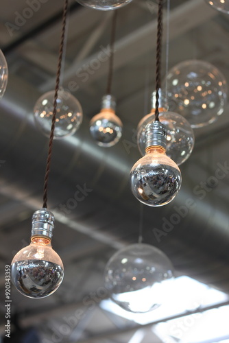 Hanging industrial light bulbs 