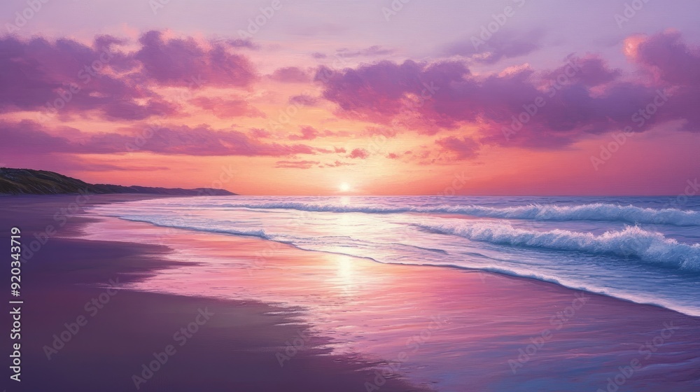 Obraz premium Sunset sea sky clouds. Generative AI