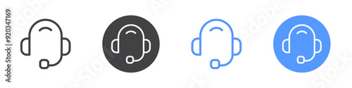 Headset icon Flat illustration vector with thin stroke