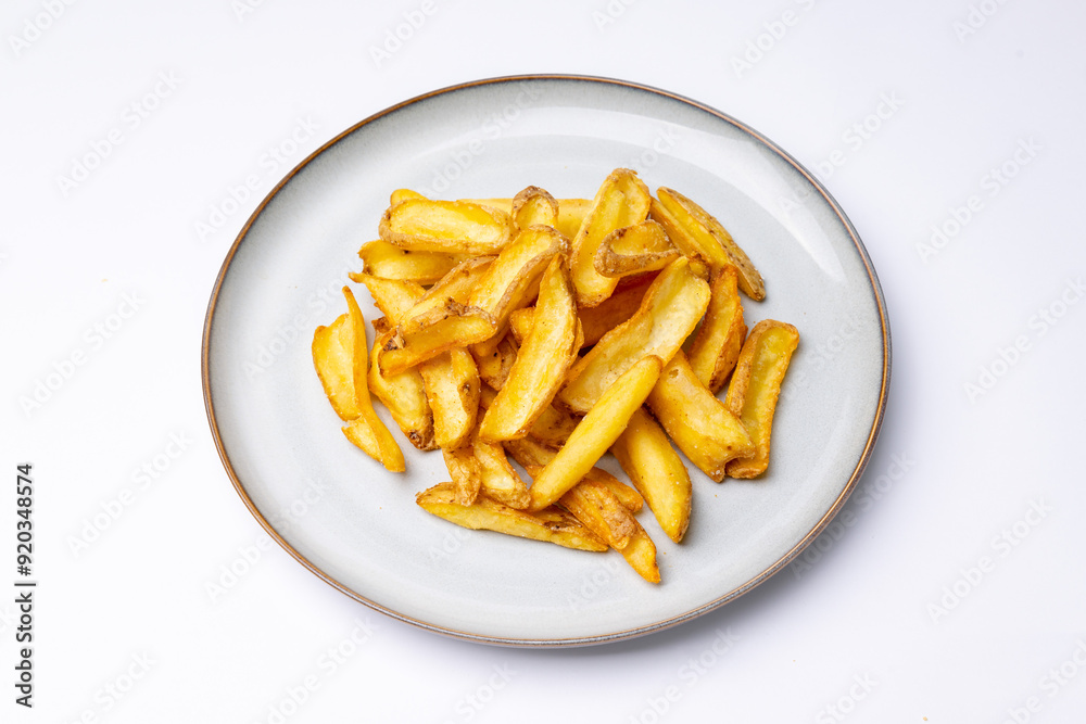 Crispy Golden French Fries on a White Plate Crispy Golden French Fries on a White Plate