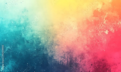 Colorful abstract background with a grunge texture featuring a blend of blue, yellow and red hues.