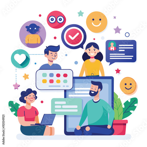 Social media customer feedback review vector design