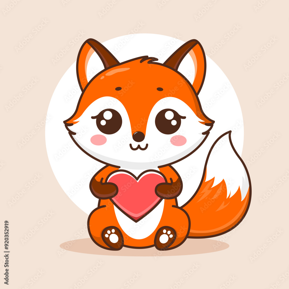 Obraz premium Kawaii Cute Fox illustration