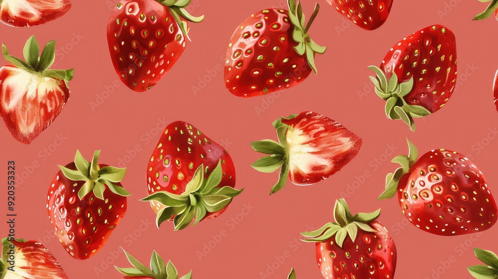 Fresh Strawberries on Plant with Dew Drops Morning generated with AI Fresh Strawberries on Plant with Dew Drops Morning generated with AI