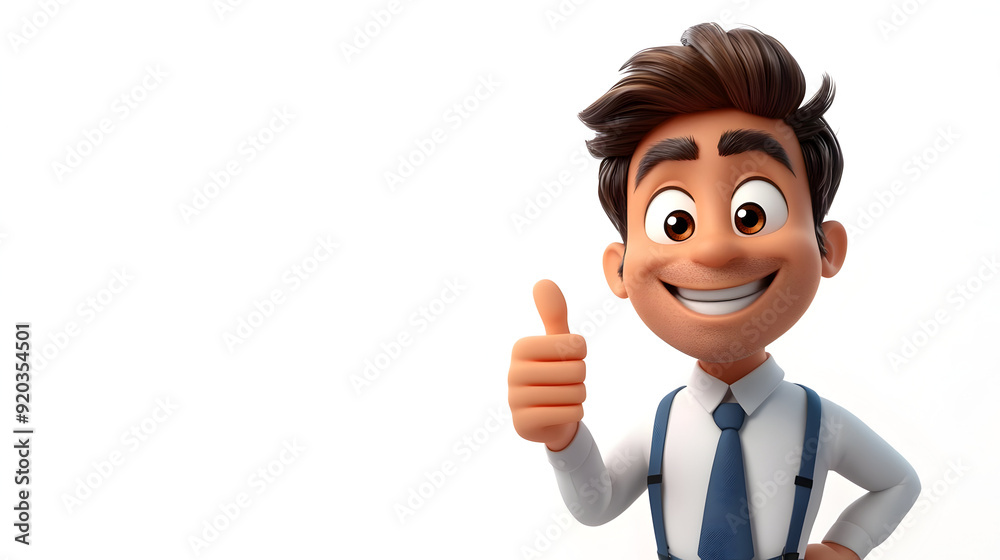 A cheerful animated character in a suit giving a thumbs up. A cheerful animated character in a suit giving a thumbs up.