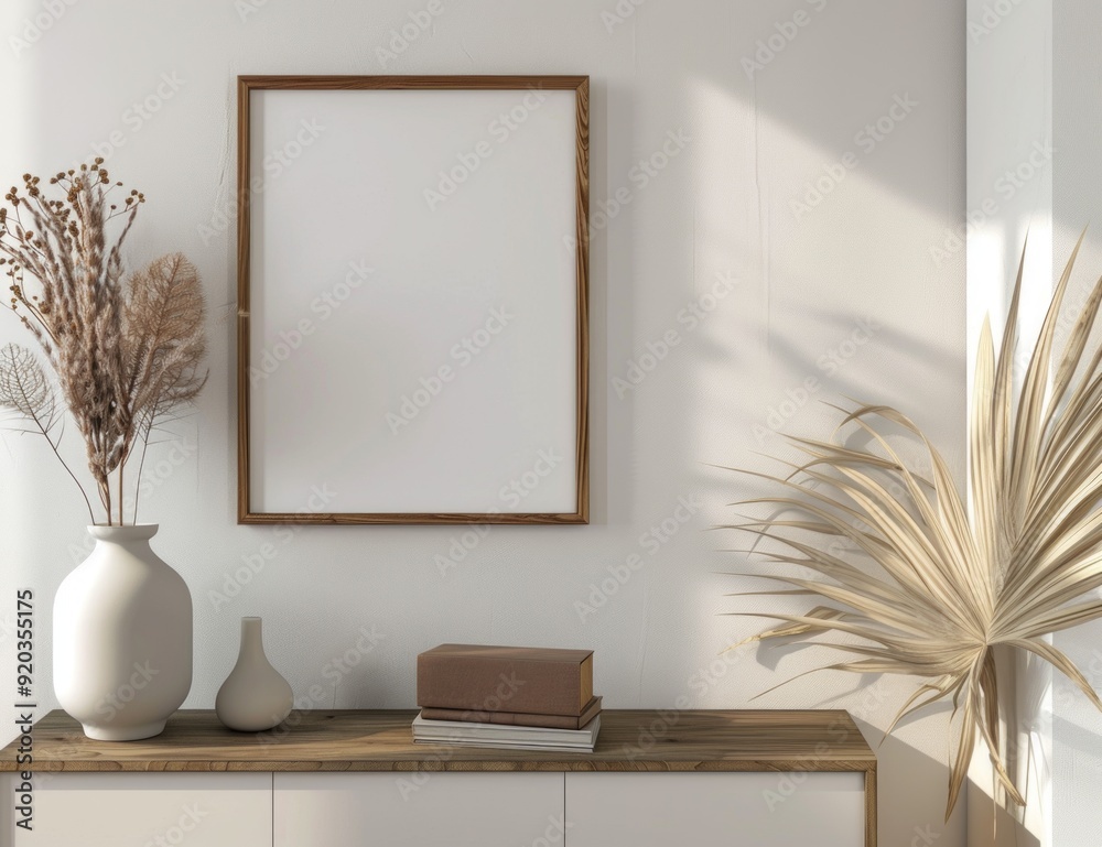 hanging hollMinimal copy space design with picture frames, plants, white wall and white stairs 3D rendering, 3D illustrationow table hanging on white wall hanging hollMinimal copy space design with picture frames, plants, white wall and white stairs 3D rendering, 3D illustrationow table hanging on white wall