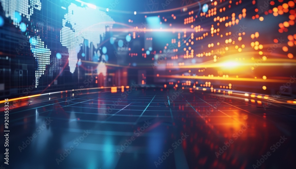 Obraz premium 3D World News Background with Digital Map