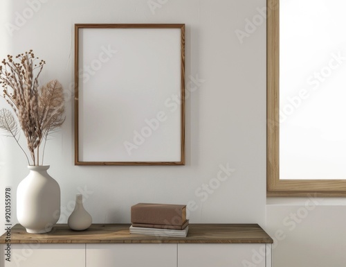 Wallpaper Mural hanging hollMinimal copy space design with picture frames, plants, white wall and white stairs 3D rendering, 3D illustrationow table hanging on white wall Torontodigital.ca