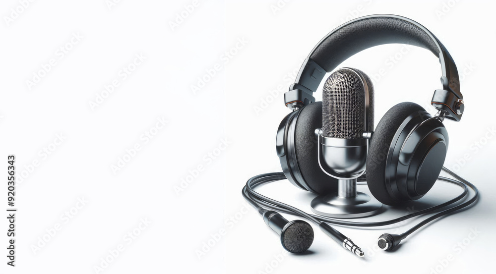 Close up of Professional microphone for Podcast or recording studio background Close up of Professional microphone for Podcast or recording studio background