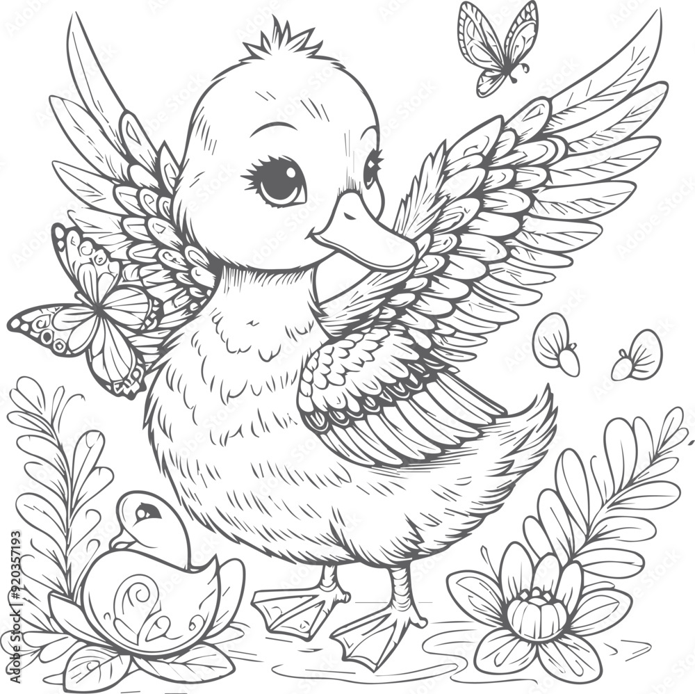 Fototapeta premium duck bird with a flower