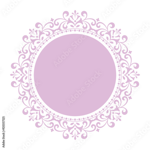Decorative frame Elegant vector element for design in Eastern style, place for text. Floral pink and white border. Lace illustration for invitations and greeting cards